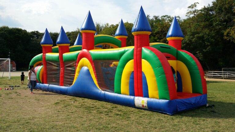 40′ castle obstacle course rental at an event