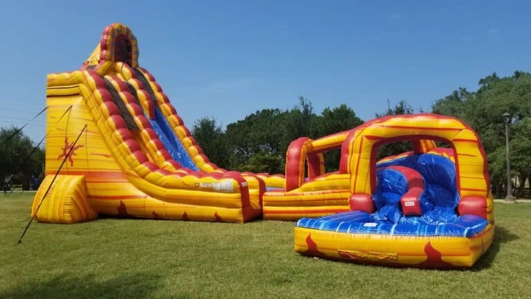 27 Foot Lava Twist Water Slide (50’L X 30’W X 27’H) rental at an event