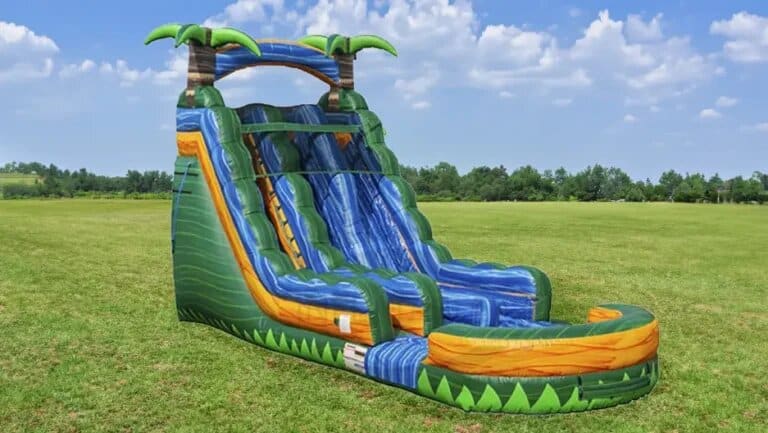 22 Foot Tropical Emerald Rush DOUBLE LANE Water Slide (40’L X 21’W X 22’H) rental at an event