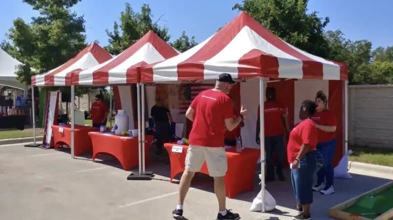 8′ x 8′ Carnival Tent – Red and White rental at an event