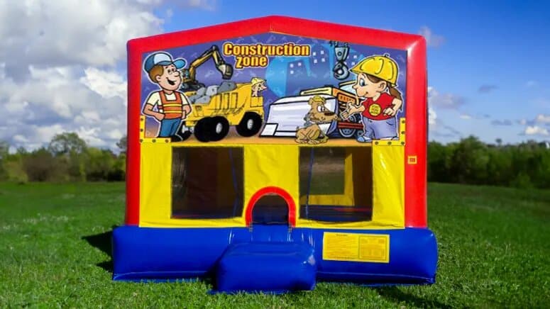 Construction Zone Moonwalk rental at an event