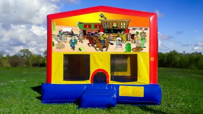 Western Themed Moonwalk rental at an event