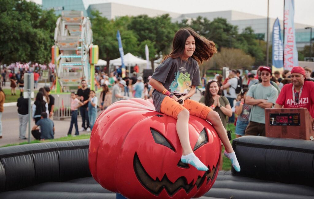 Mechanical Rodeo Pumpkin rental at an event