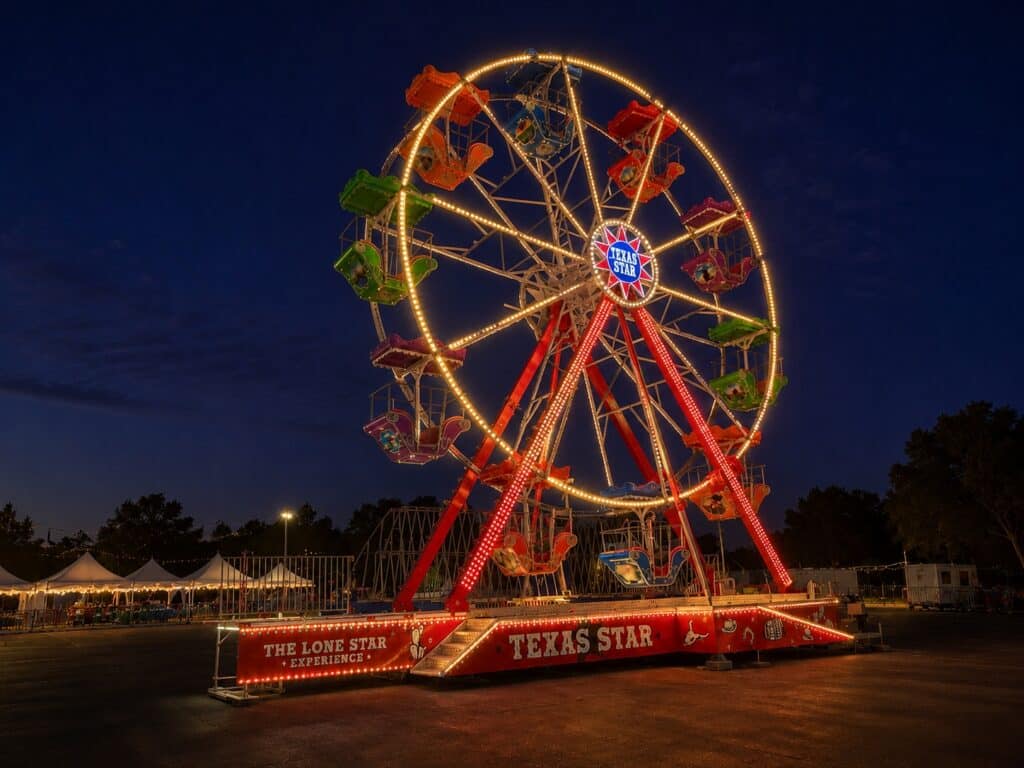 Texas Star Ferris Wheel illuminated at night